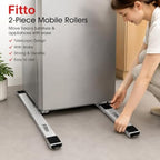 72 Pieces 2-Piece Adjustable Furniture Moving Rollers with Brake Locks and Non-Slip Pads (Telescopic Appliance Movers for Refrigerator and Washing Machine – Silver)