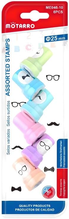 120 Pieces 6 Assorted Symbols Stamps (25mm Craft Rubber Stamps for Scrapbooking & Office)
