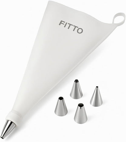 Bake A Wish Icing Piping Bag – 31x17cm Reusable Silicone Pastry Bag with Decorating Nozzles