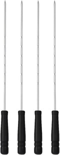 120 Pieces BBQ Skewers Sets (Pack of 4 Stainless Steel Skewers with Wooden Handles – Perfect for Grilling and Outdoor Activities – Silver)