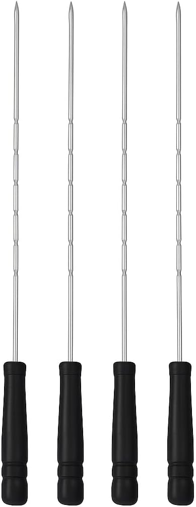 120 Pieces BBQ Skewers Sets (Pack of 4 Stainless Steel Skewers with Wooden Handles – Perfect for Grilling and Outdoor Activities – Silver)