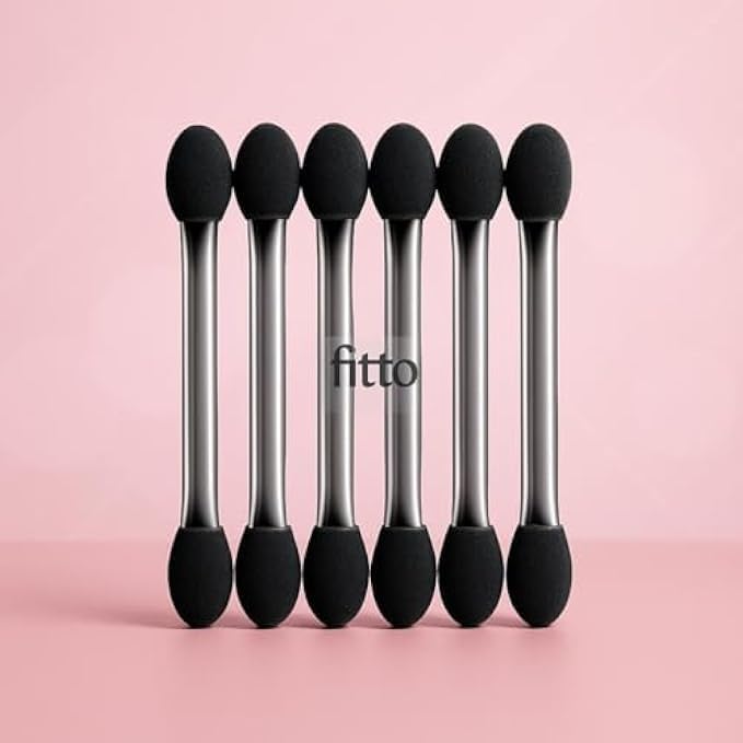 Eyeshadow Sponge Applicators Pack of 6 Black - Foam Tip Eye Shadow Applicator for Eye Makeup, Travel & Touch-Ups