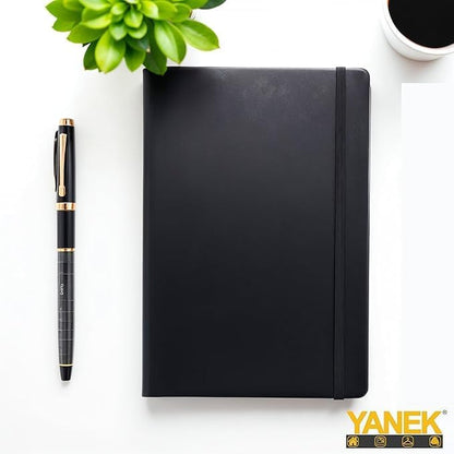 A5 Lined Notebook 100 Sheets 80gsm 21.9x14.5cm Black Cover