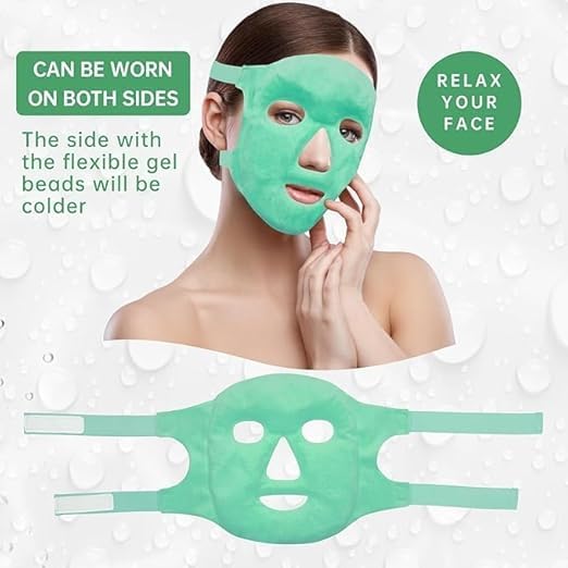 Cold Face Eye Mask Ice Pack - Reusable Gel Beads Cooling Compress for Puffy Eyes, Dark Circles, Sinus Relief, Face Puffiness Reduction, Hot & Cold Therapy for Relaxation, Pain Relief