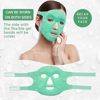 Cold Face Eye Mask Ice Pack - Reusable Gel Beads Cooling Compress for Puffy Eyes, Dark Circles, Sinus Relief, Face Puffiness Reduction, Hot & Cold Therapy for Relaxation, Pain Relief