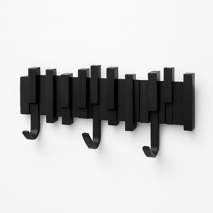 Adhesive Piano Block Hanger – No-Drill Modern Design – Black – Durable ABS + PP
