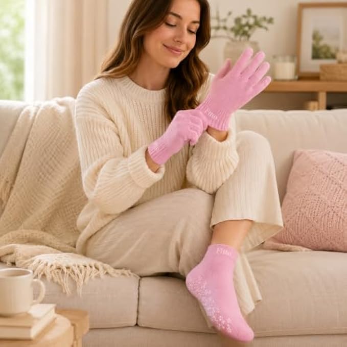 96 Pieces Spa Gel Socks and Gloves Set Pink Moisturizing Hand and Foot Care Sets (Soft Stretch Reusable Home Spa Accessories)