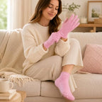 96 Pieces Spa Gel Socks and Gloves Set Pink Moisturizing Hand and Foot Care Sets (Soft Stretch Reusable Home Spa Accessories)