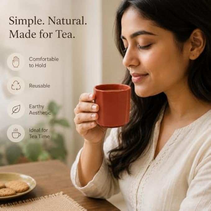120 Pieces Natural Clay Tea Cups (Reusable Single Earthen Cup for Tea – Chai and Traditional Beverage Serving – Minimal Design – Terracotta)