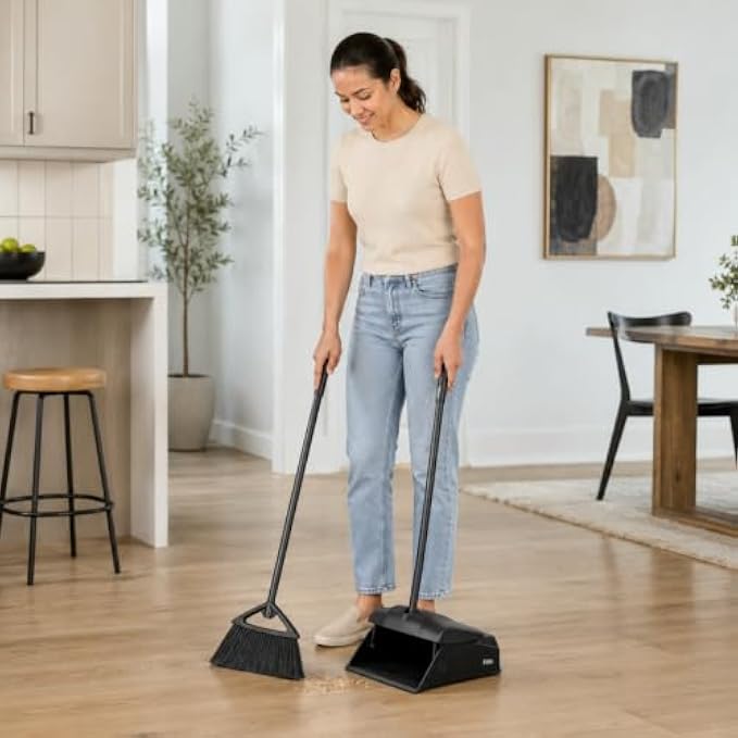 72 Pieces Foldable Dustpan & Broom Sets (Long Handle Upright Sweeping Set with Dense Bristles for Home – Kitchen and Office Cleaning)