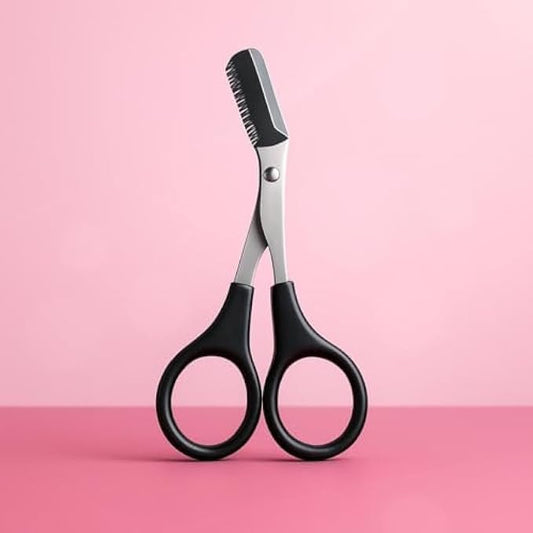 Stainless Steel Eyebrow Scissors Curved Tip Precision Trimmer for Eyebrows & Facial Hair Safety Point
