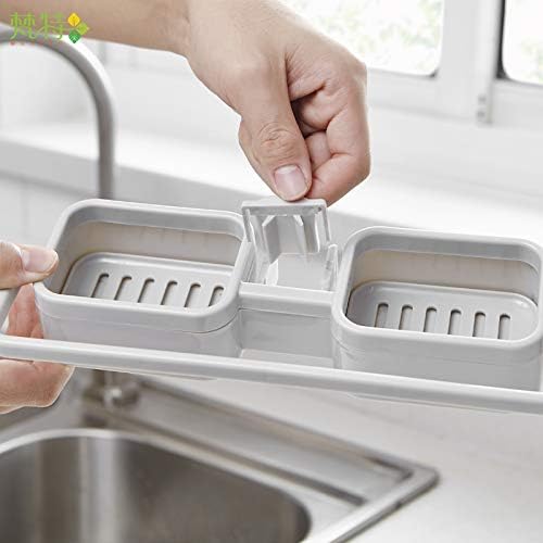 120 Pieces Dual Compartment Sink Faucet Shelvings with Adjustable Snap Design (Grey)