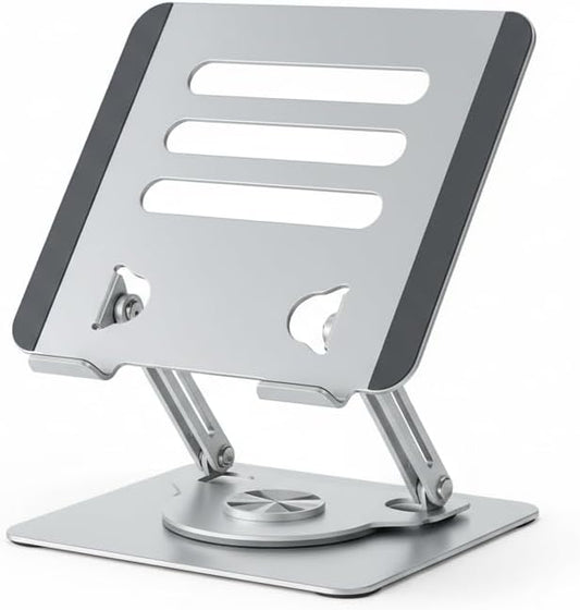 Adjustable Laptop Stand for Desk, Foldable Laptop Holder with Heavy Base, Silver