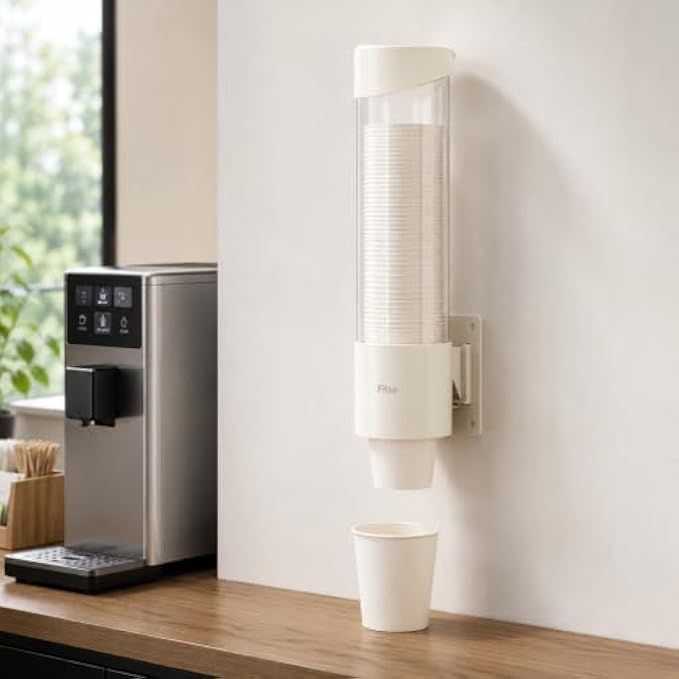 72 Pieces Wall Mounted Paper Cup Dispensers (Transparent Tube Cup Holder with Easy Cup Access for Kitchen – Pantry – Office and Cafe Use)