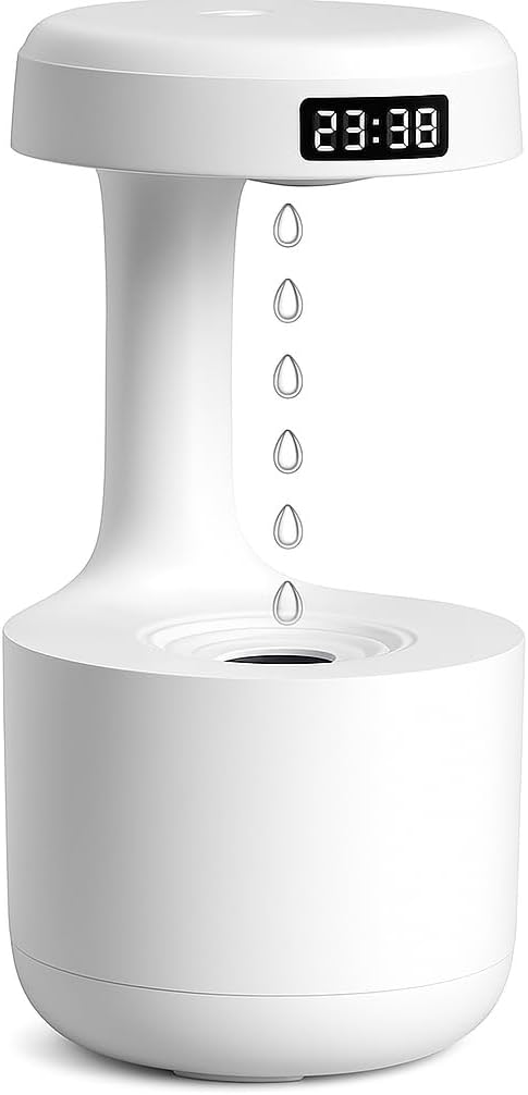 60 Pieces Mist Humidifiers (Bedroom – Cute Water Drops – Light Effects – Air Diffuser – For Baby Home Office – White)