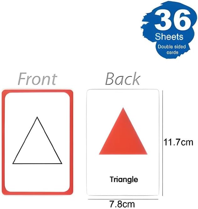 36 Sheets Shapes Series Flash Cards 12x7.7cm - Educational Learning Tools