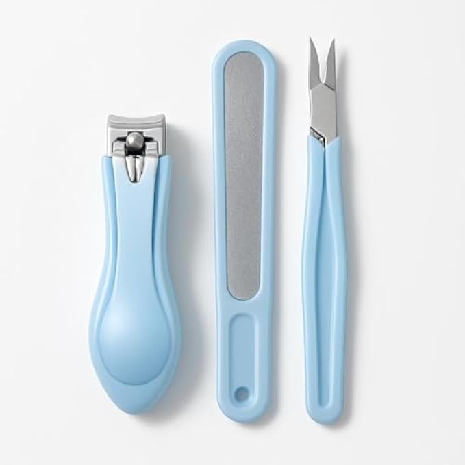 Blue Manicure & Pedicure Kit - Travel Nail Clippers Set with Cuticle Nipper, Nail Scissors, File, Tweezers in Carry Case