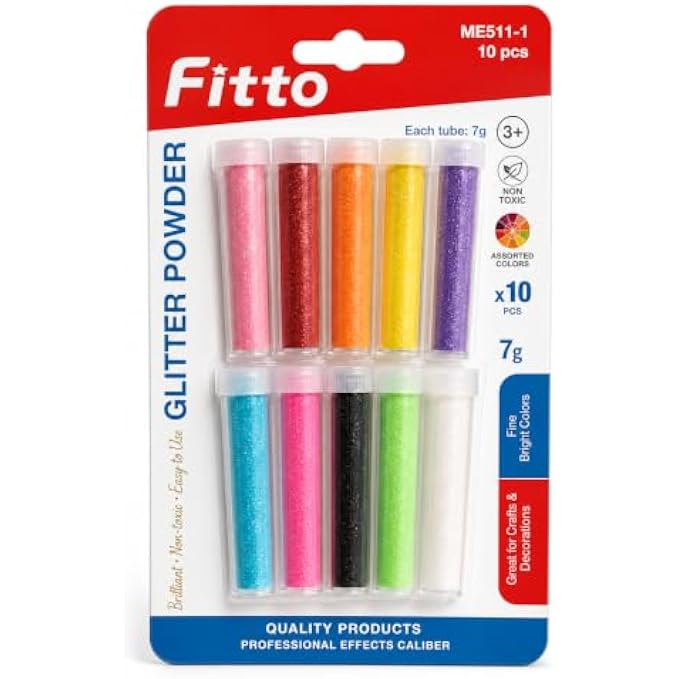 120 Pieces Glitter Powder Sets (10 Tubes – 7 g Each – Assorted Fine Shimmer Colors for Crafts – Cards – Decorations and DIY Projects)