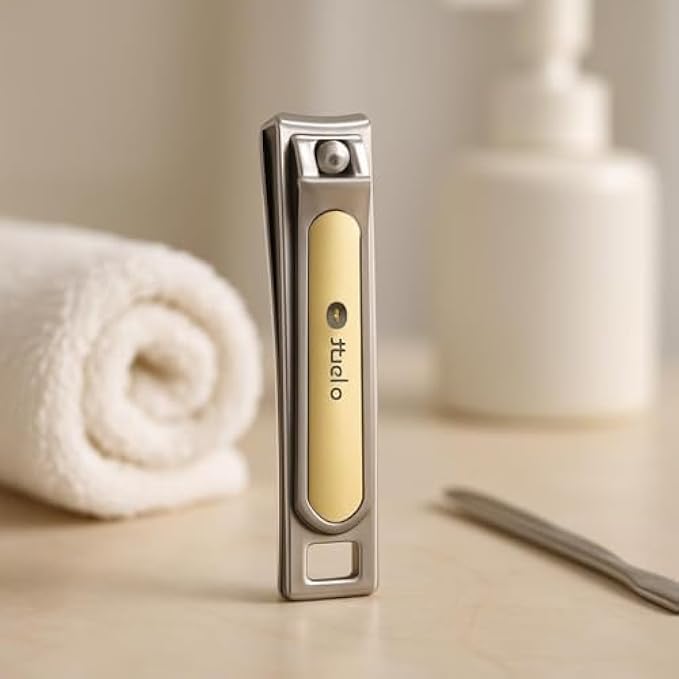 Golden Nail Clipper 8.1x1.4 cm | Stainless Steel Compact Portable Nail Cutter for Fingernails & Toenails | Precise Trim Sharp Edge