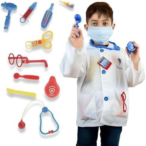 60 Pieces Doctor Costumes for Kids (White Uniform – One Size)