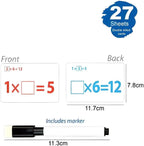 120 Pieces 27-Sheet Multiplication Flash Cards with Marker - (11.7x7.8cm Educational Math Learning Tool)