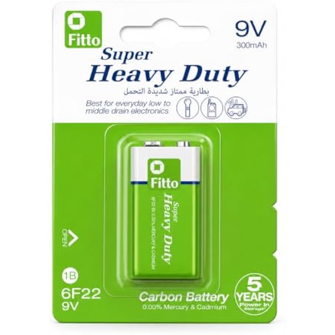 144 Pieces 9V Heavy Duty Carbon Zinc Batteries (300 mAh – 1-Piece 6F22 Battery for Smoke Detectors – Microphones – Remote Controls and Toys)
