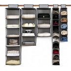 96 Pieces Hanging Closet Organizers (Multi Compartment Wardrobe Storage Shelf for Clothes – Bags – Hats and Accessories – Grey)