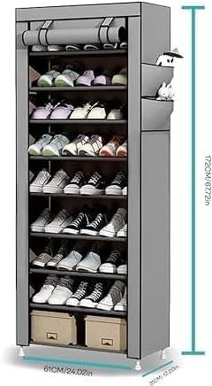 10-Tier Foldable Shoe Rack Storage Cabinet - Holds 27 Pairs, Portable Shoe Organizer with Cover, Space-Saving Shoe Storage Box for Bedroom & Closet (155cm X 60cm X 30cm)