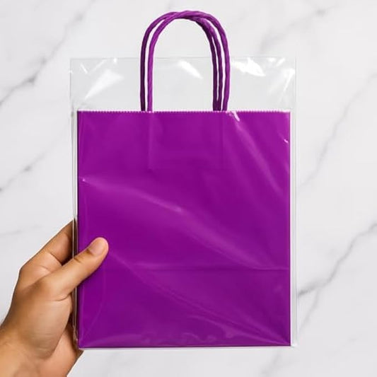 Medium Purple Paper Bags - Purple Paper Bags for Party, Shopping, Treats, Crafts, Eco-Friendly Medium Paper Bags