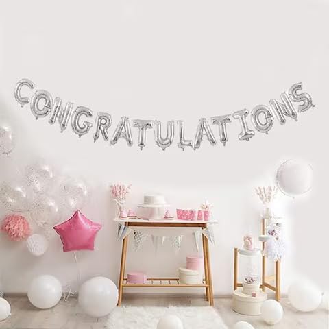 120 Pieces Foil Balloon Kits (40cm 'Congratulations' Gold Letter Balloons for Celebrations Graduation Anniversary Party Decor UAE)