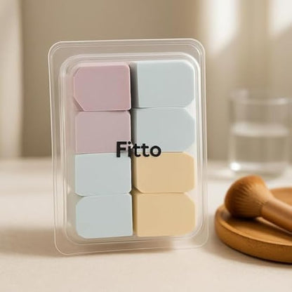 Assorted Makeup Sponges Pack of 8 - Cosmetic Blending Sponge Set for Foundation Concealer Contour, Teardrop Wedge Mini Shapes, Soft Latex-Free