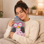 96 Pieces 2 Liter Hot Water Bags with Soft Owl Knitted Cover (Wide Mouth – Leak-Resistant Stopper – Reusable Warm Water Bottle – Grey)