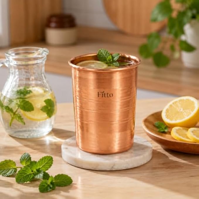 96 Pieces Copper Tumbler Glasses with Hammered Finish (Smooth Rolled Rim – Durable Copper Body for Water and Beverages – Easy to Clean)