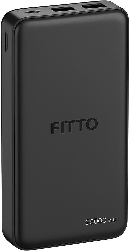 25000mAh Power Bank, Type C Input, Type C & 2xUSB Outputs, Black