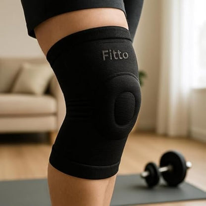 Professional Gel Padded Knee Brace Support Compression Sleeve - Black