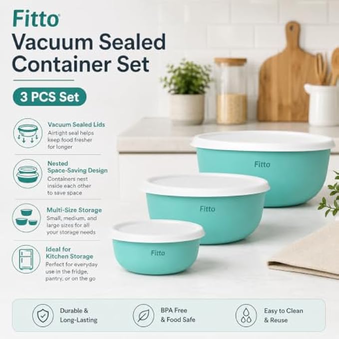 96 Pieces Vacuum Sealed Container Sets (3 Pieces Food Storage Bowls with Lids – Nesting Kitchen Containers – BPA-Free – Easy to Clean)