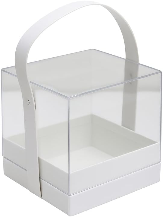 Transparent Acrylic Gift Square Box 14x14x14cm with White Handle for Storage and Display