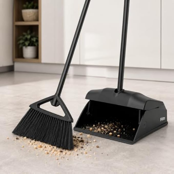 72 Pieces Foldable Dustpan & Broom Sets (Long Handle Upright Sweeping Set with Dense Bristles for Home – Kitchen and Office Cleaning)