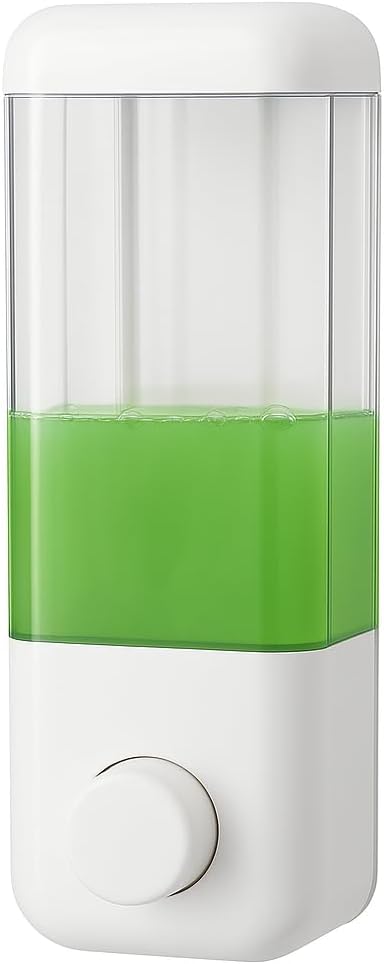 500ml Wall Mounted Soap Dispenser, White Transparent, for Bathroom Sanitizer, Shampoo, Shower Gel - Durable ABS Plastic, Stylish and Practical, Includes Mounting Suckers