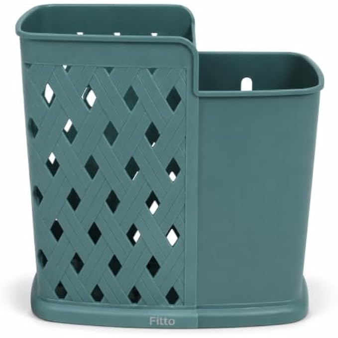120 Pieces Plastic Utensil Holders (Dual Compartment Chopstick Spoon Fork Organizer with Drainage Cutouts – Teal Green)