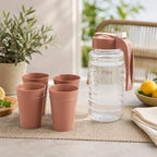 96 Pieces Water Jugs (4 Glasses – Clear Plastic Jug Set with Easy-Pour Lid – Comfort Handle – BPA-Free – Daily Use)