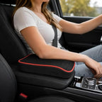 96 Pieces Car Armrest Cushions (Breathable Mesh Center Console Pad with Non-Slip Backing and Red Trim for Driving Comfort and Armrest Protection)
