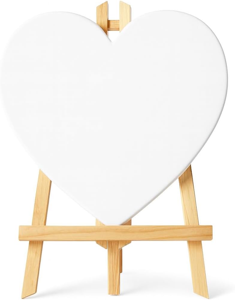 96 Pieces Heart Shaped Canvas (20x20cm with Wooden Stand 29x20cm)