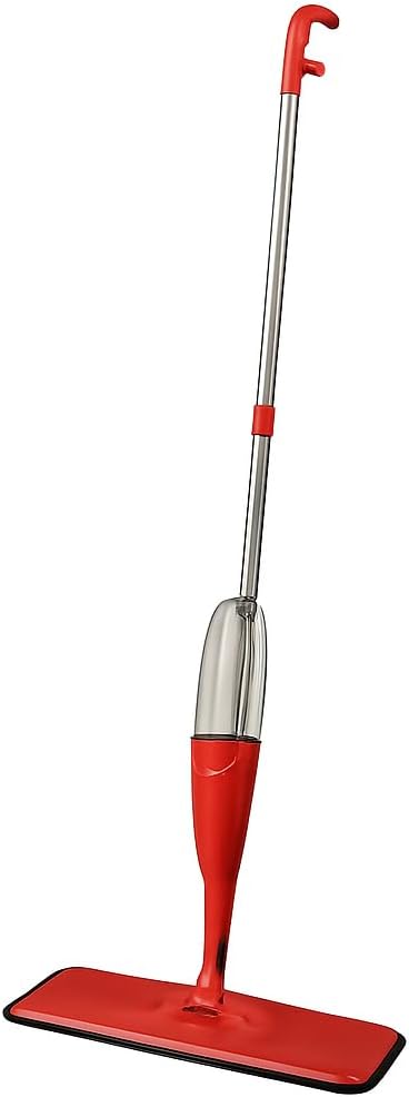 Red Microfiber Spray Mop - Adjustable Handle, Easy-to-Use Spray Function, and Washable Pad - Ideal for Hardwood, Tile, and Laminate Floors - Lightweight and Ergonomic Design