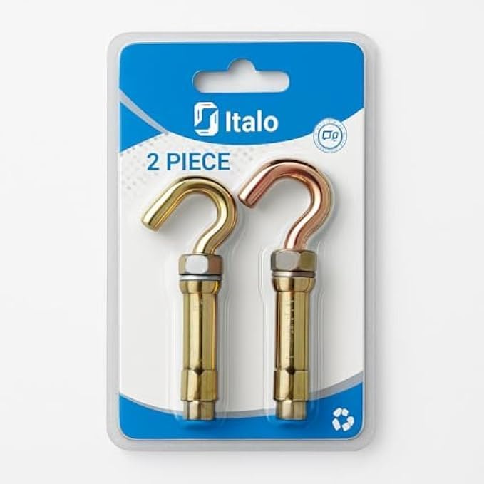 96 Pieces Shield Anchor Hook Rawl Bolt 2-Pack - Expansion Anchors for Concrete & Masonry (Metal Hook Bolt for Wall Fixings)