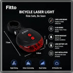 96 Pieces Bicycle Laser Lights (3 Red Safety Beams – 5 LED Modes – Water-Resistant Rear Bike Light with Easy Seat or Frame Mount for Night Riding – Black and Red)