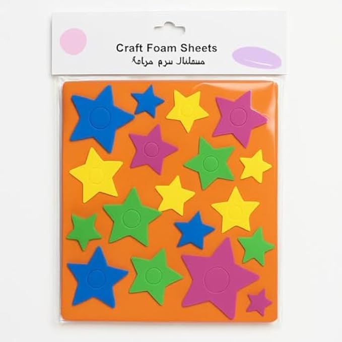 Craft Foam Sheet Stars - EVA Foam Star Shapes for DIY Crafts, Kids Crafts, Scrapbooking, Decorations
