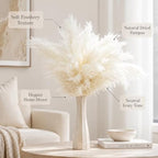 96 Pieces White Pampas Grass Decors (Soft Fluffy Dried Floral Stems for Vase – Living Room – Bedroom – Office and Event Decoration)