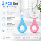 96 Pieces U-Shaped Silicone Toothbrush Sets with Soft Bristles and Easy-Grip Handle (Manual Oral Cleaning Brushes for Teens 13+ and Adults – Pink and Blue – Pack of 2)