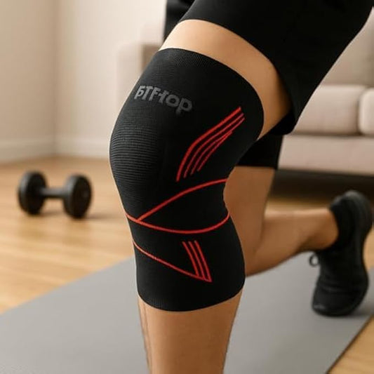 High Elastic Shockproof Non-slip Silicone Knee Support - Black Sports Protective Gear